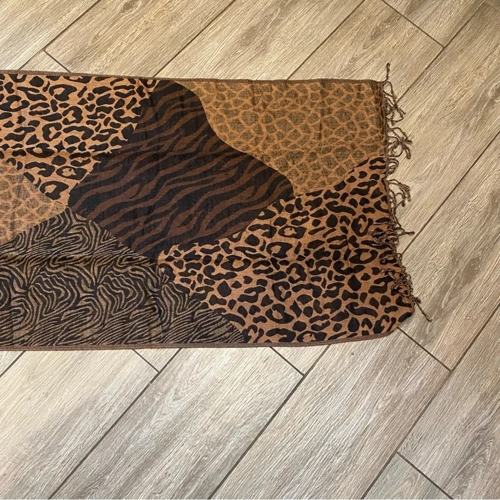 Brown Animal Print Wrap Scarf